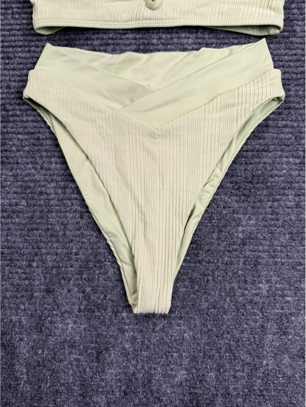 L*Space Bitsy Ribbed Bikini Set Sage Green Size Small V Wire High Leg USA